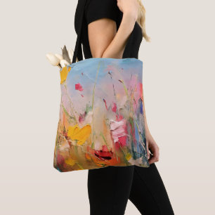 Summer Meadow – Expressive Abstract Wildflowers Tote Bag