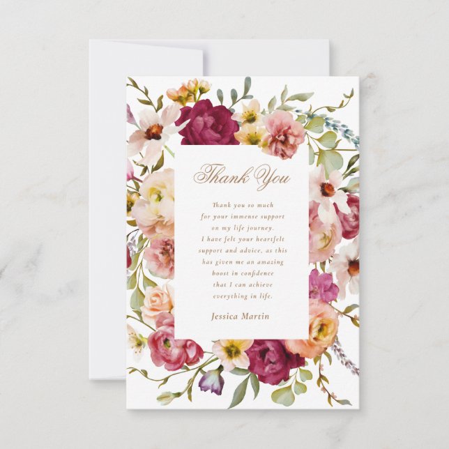 Summer Meadow Floral Graduation Thank You Card (Front)