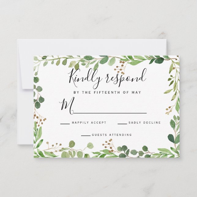 Summer meadow frame Watercolor Wedding RSVP Card (Front)