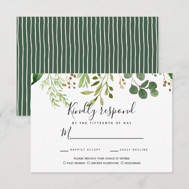 Summer meadow leaves Wedding RSVP MEAL CHOICE Invitation (Front/Back)