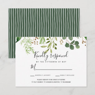 Summer meadow leaves Wedding RSVP MEAL CHOICE Invitation