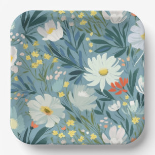 Summer Meadow of Wildflowers Paper Plate