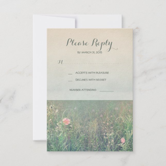 Summer meadow wedding RSVP cards (Front)