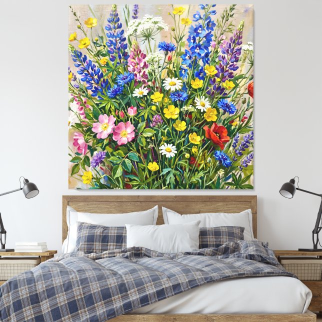 Summer Meadow Wildflowers Canvas Print (Insitu(Bedroom))