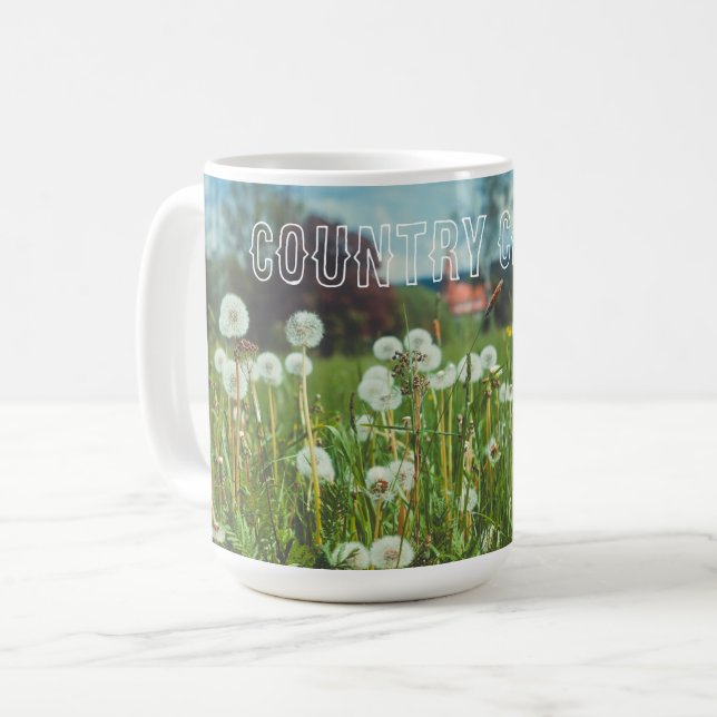 Summer meadow with dandelions coffee mug (Front Left)