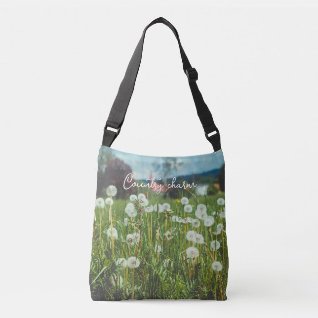 Summer meadow with dandelions crossbody bag (Front)