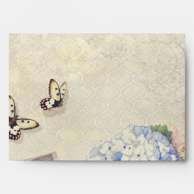 Summer Memories - Blue Hydrangea n Butterflies Envelope (Front)
