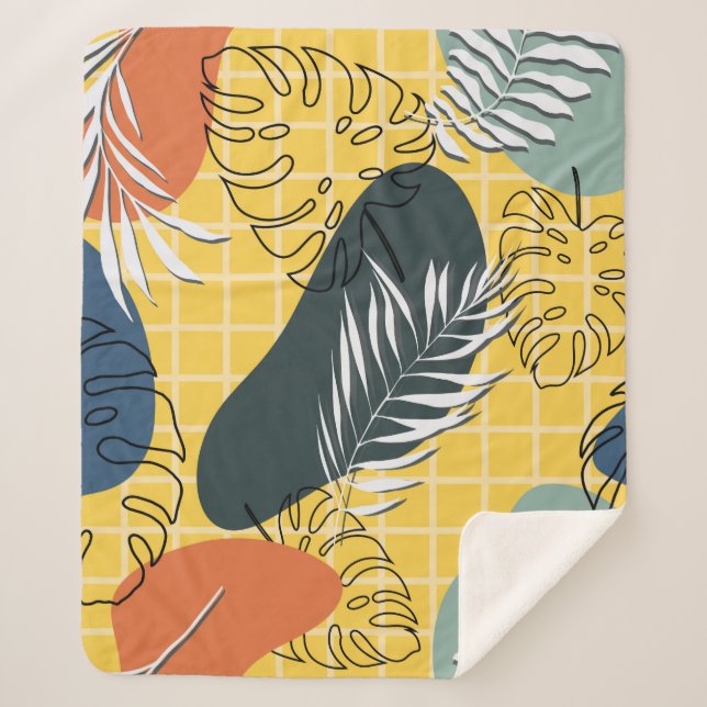 Summer memphis seamless pattern,abstract shapes an sherpa blanket (Front)