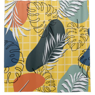 Summer memphis seamless pattern,abstract shapes an shower curtain