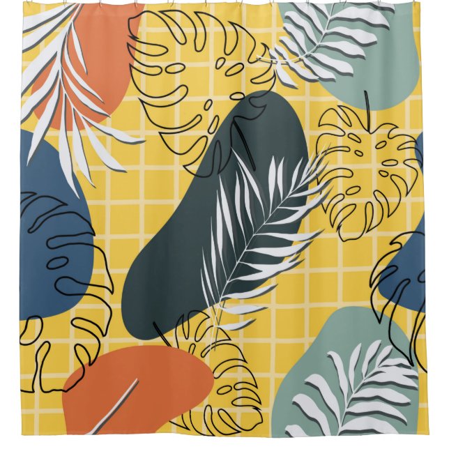Summer memphis seamless pattern,abstract shapes an shower curtain (Front)