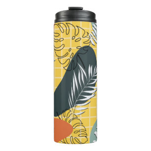 Summer memphis seamless pattern,abstract shapes an thermal tumbler