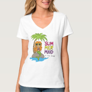 Summer Mermaid Cute Women's V-neck T-Shirt White