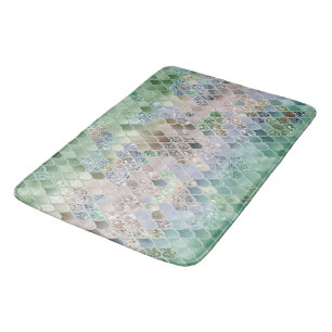 Summer Mermaid Glitter Scales #10 (Faux Glitter) Bath Mat