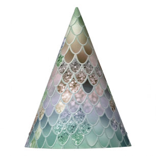 Summer Mermaid Glitter Scales #10 (Faux Glitter) Party Hat
