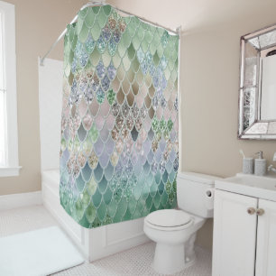 Summer Mermaid Glitter Scales #10 (Faux Glitter) Shower Curtain