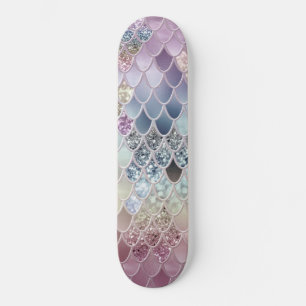 Summer Mermaid Glitter Scales #13 (Faux Glitter)   Skateboard