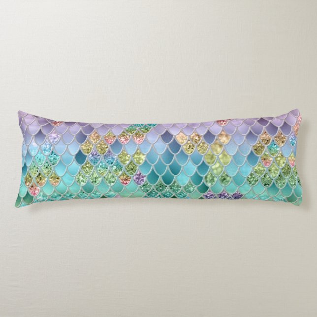 Summer Mermaid Glitter Scales #1 (Faux Glitter)  Body Cushion (Front)