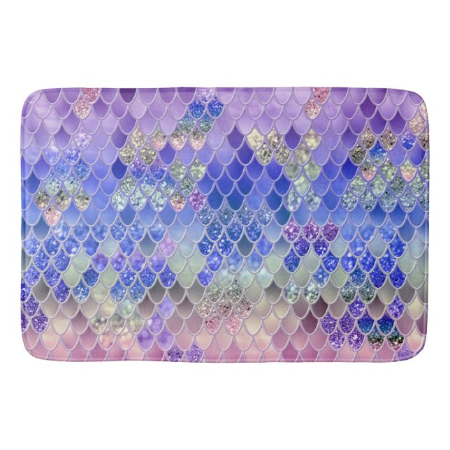 Summer Mermaid Glitter Scales #3 (Faux Glitter)  Bath Mat (Front)