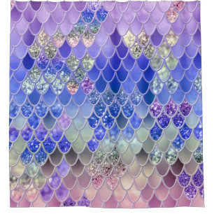 Summer Mermaid Glitter Scales #3 (Faux Glitter)  Shower Curtain