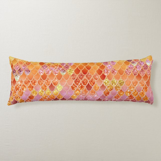 Summer Mermaid Glitter Scales #4 (Faux Glitter) Body Cushion (Front)