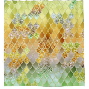 Summer Mermaid Glitter Scales #5 (Faux Glitter)  Shower Curtain