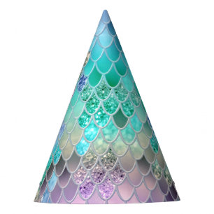 Summer Mermaid Glitter Scales #8 (Faux Glitter) Party Hat