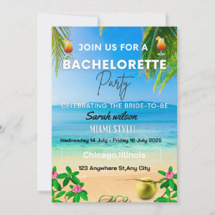 Summer Miami Girls Weekend Bachelorette Party Invitation