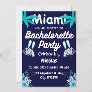 Summer Miami Weekend Beach Bachelorette Party Invitation