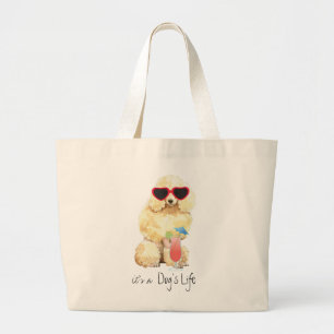 Summer Miniature Poodle Large Tote Bag