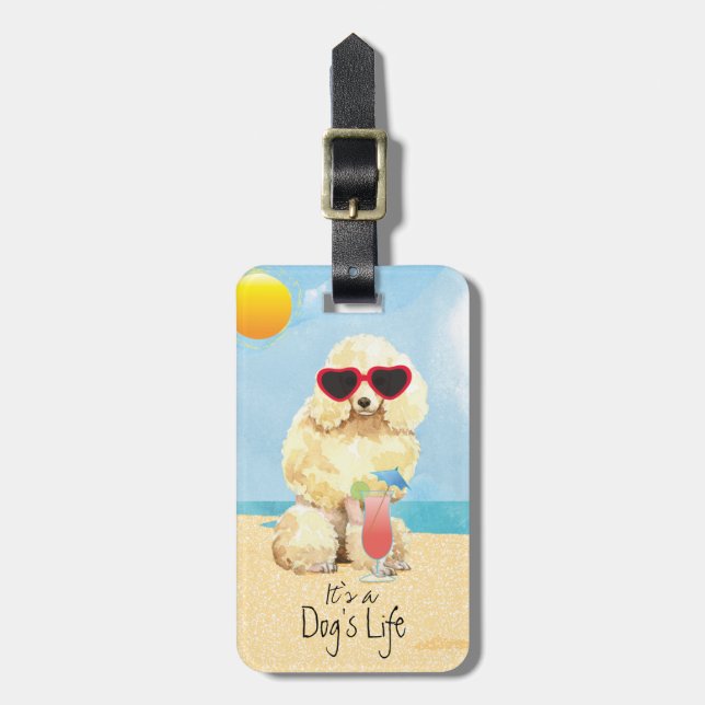 Summer Miniature Poodle Luggage Tag (Front Vertical)