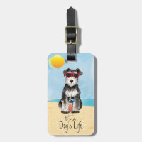 Summer Miniature Schnauzer Luggage Tag