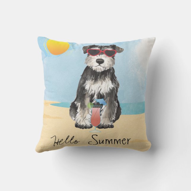 Summer Miniature Schnauzer Outdoor Pillow (Back)