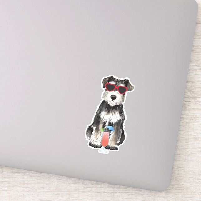 Summer Miniature Schnauzer Vinyl Sticker (Detail)