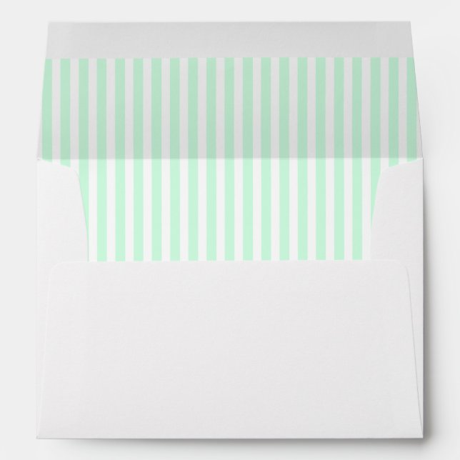 Summer Mint Pale Green Mint & White Stripe Envelopes (Back (Bottom))