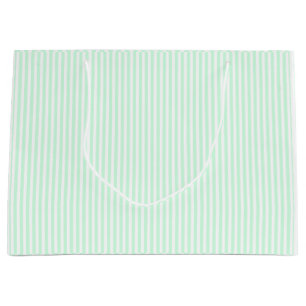 Summer Mint Pale Green Mint & White Stripe Large Gift Bag