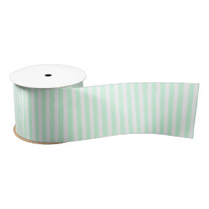 Summer Mint Pale Green Mint & White Stripe Satin Ribbon