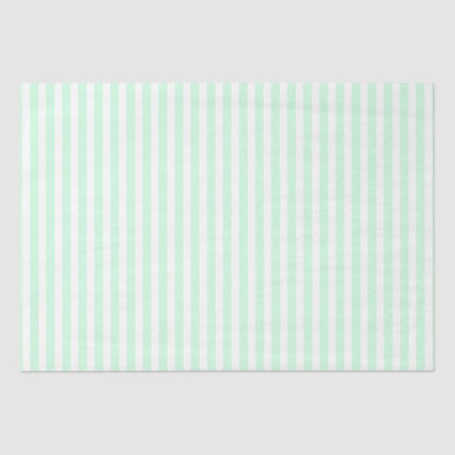 Summer Mint Pale Green Mint & White Stripe Tissue Paper (Front)