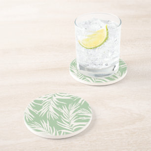 Summer Mint Tropical Leaves Beach Home Decor Coaster
