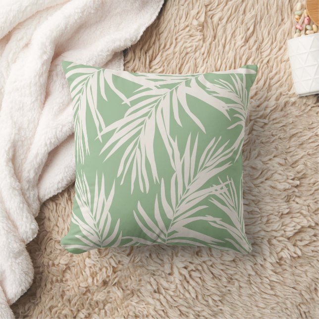 Summer Mint Tropical Leaves  Beach Home Decor Cushion (Blanket)