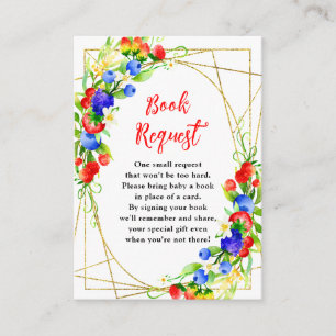 Summer Mixed Berries Baby Shower Book Request Enclosure Card