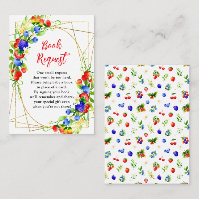 Summer Mixed Berries Baby Shower Book Request Enclosure Card (Front/Back)