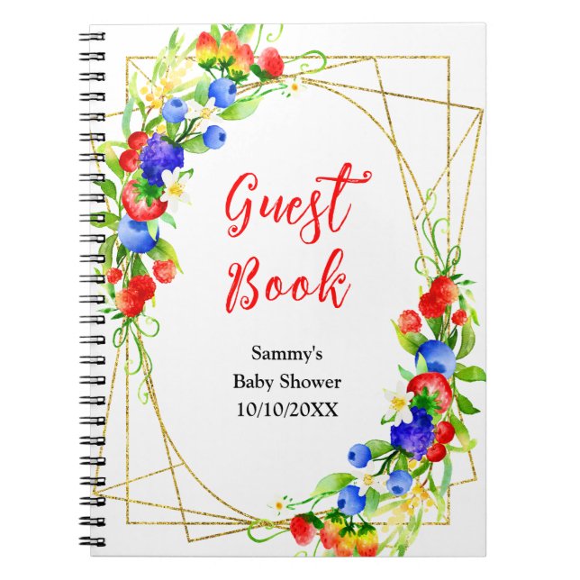 Summer Mixed Berries Baby Shower Guest Book (Front)