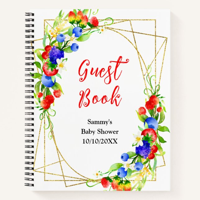 Summer Mixed Berries Baby Shower Guest Book (Front)