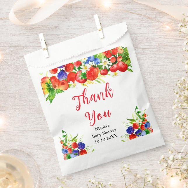Summer Mixed Berries Baby Shower Thank You Favour Bags (Clipped)