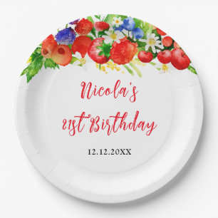 Summer Mixed Berries Birthday Paper Plate