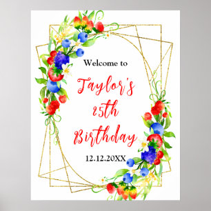 Summer Mixed Berries Birthday Party Welcome Sign