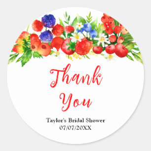 Summer Mixed Berries Bridal Shower Thank You Classic Round Sticker
