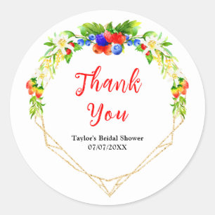 Summer Mixed Berries Bridal Shower Thank You Classic Round Sticker