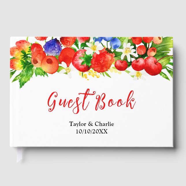 Summer Mixed Berries Wedding Guest Book (Front)