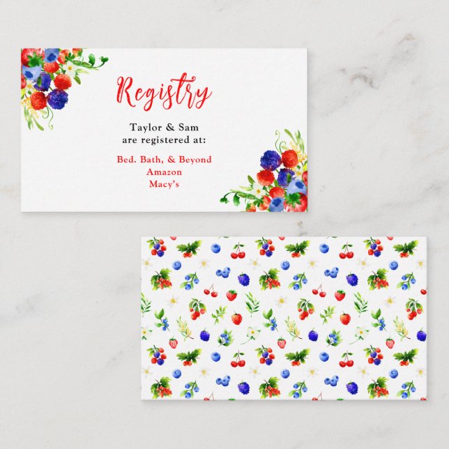 Summer Mixed Berries Wedding Registry Enclosure Card (Front/Back)